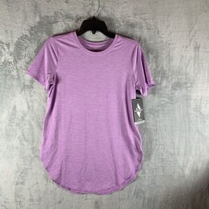 Skechers Womens T Shirt XS GoDri Swift Tunic Top Tee Purple Rounded Hem Crew NWT
